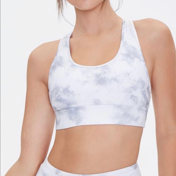 Forever 21 Tie dye Sports Bra Grey/White Size M - Picture 1 of 5